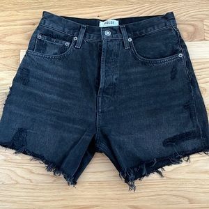 Agolde Womens Riley Black High Rise Cutoff Shorts - Vortex Size 26